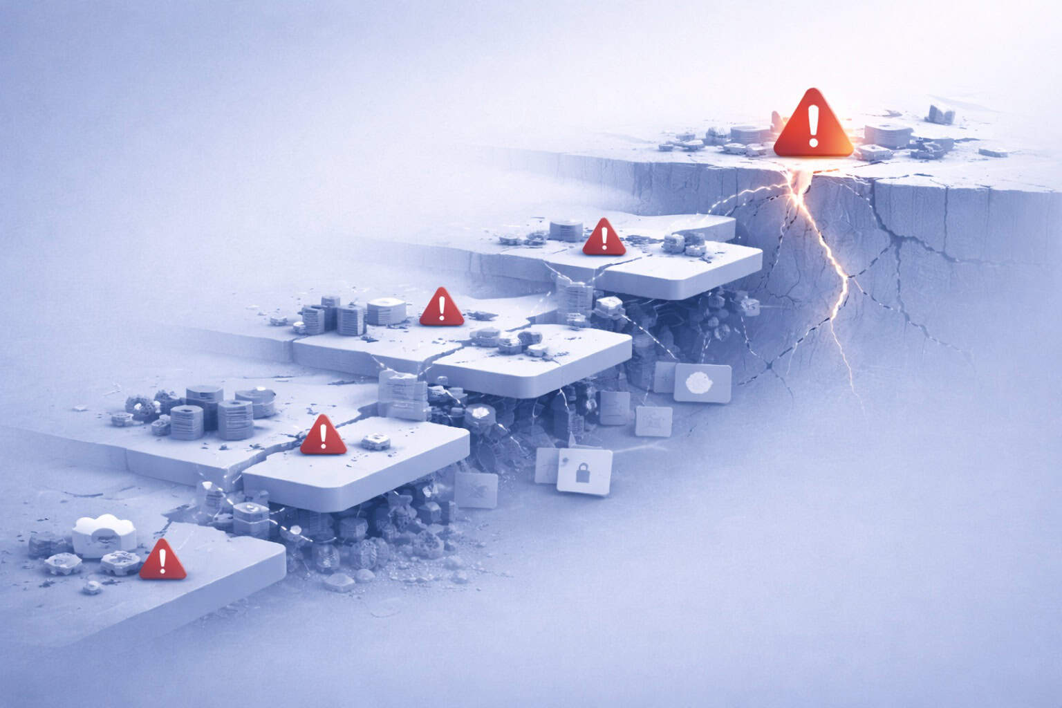 Accumulated IT risks caused by unmanaged structural gaps.