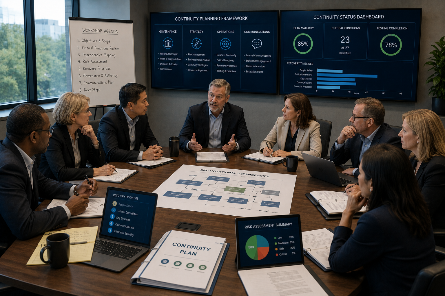 Executive continuity leadership workshop focused on delegated authority, governance, and operational resilience.